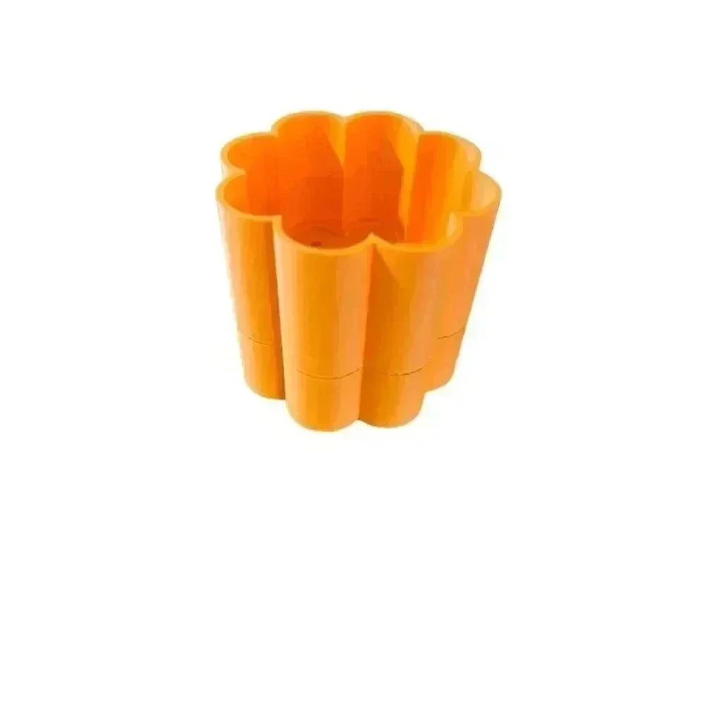 NEW 3D Printed Flower Shaped Plant/Flower Pot with Drainage Tray in Orange